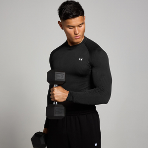 MP Herren Tempo nahtloses Langarmshirt mit Grafikelement – Schwarz - L