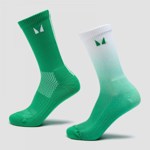 MP Laufsocken (2er-Pack) – Ombré Zesty Green/Light Lime gestreift - UK 2-5