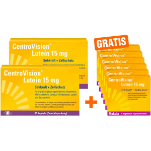 Centrovision Lutein 15 mg 2 x 90 Kapseln + gratis 36 Kapseln