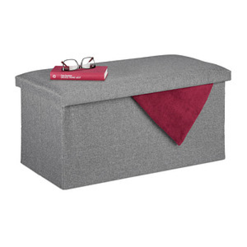 relaxdays Sitztruhe 10031616_940 hellgrau Holz 76,5 cm – Bild 1 von 7