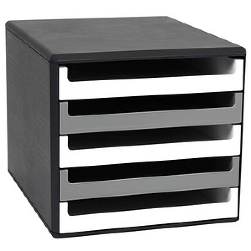 M&M Schubladenbox weiß/grau 30057665, DIN A4 mit 5 Schubladen, 1 St.