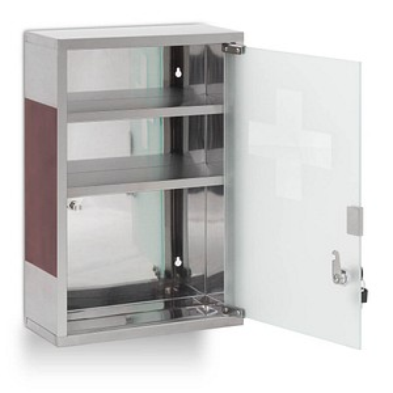 relaxdays Medizinschrank EMERGENCY Edelstahl XL ohne Norm silber – Bild 1 von 5