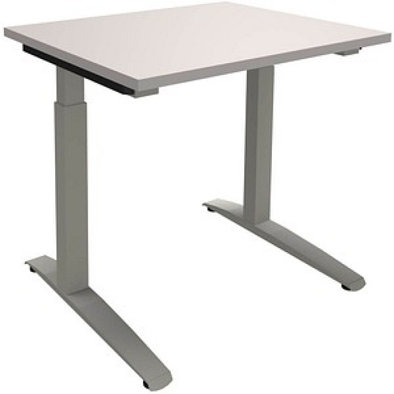 fm Sidney höhenverstellbarer Schreibtisch lichtgrau rechteckig, C-Fuß-Gestell Quadratrohr silber 80,0 x 80,0 cm – Bild 1 von 2