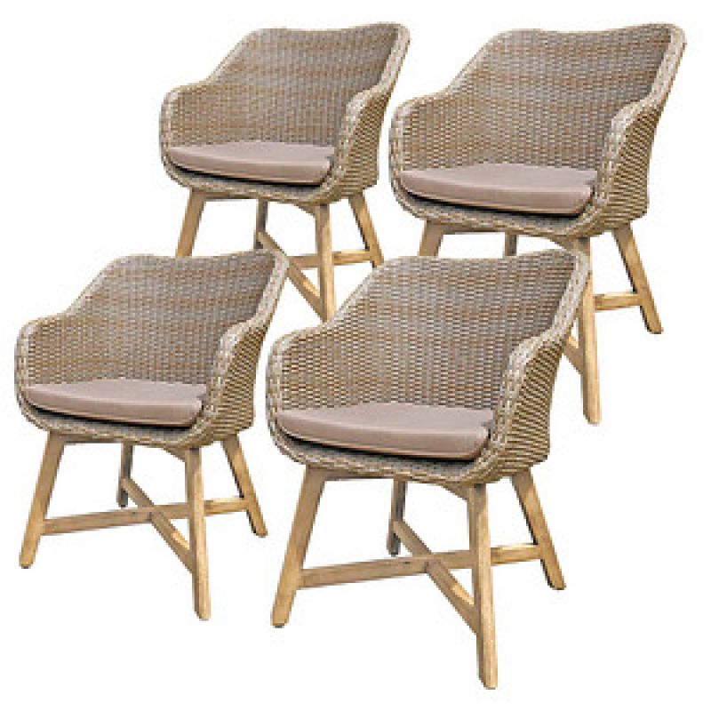 Garden Pleasure Gartenstühle mit Armlehnen OAKLAND braun, Holz, 4 St. – Bild 1 von 2