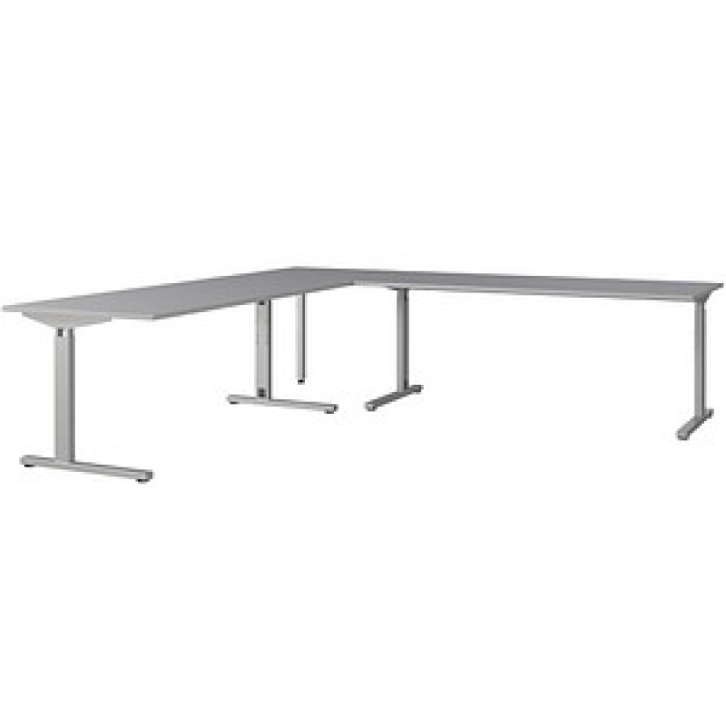 GERMANIA Profi 3.0 Schreibtisch lichtgrau L-Form, C-Fuß-Gestell silber 260,0 x 260,0 cm – Bild 1 von 9