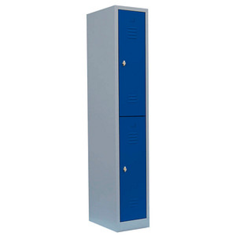 LÜLLMANN Spind enzianblau, lichtgrau 520211, 2 Schließfächer 31,5 x 50,0 x 180,0 cm – Bild 1 von 3