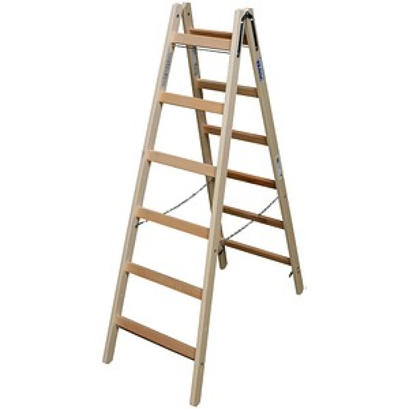 KRAUSE Stehleiter beidseitig STABILO natur 2x 6 Sprossen, H: 175,0 cm