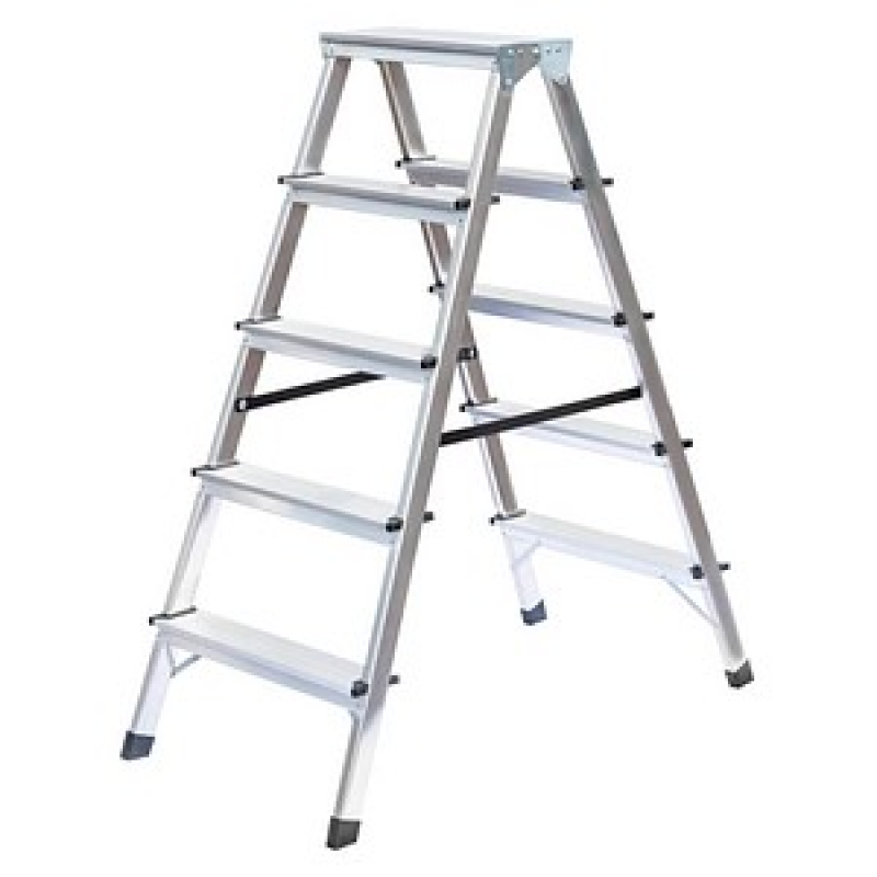 MUNK Stehleiter beidseitig 11165 silber 2x 5 Stufen, H: 108,0 cm