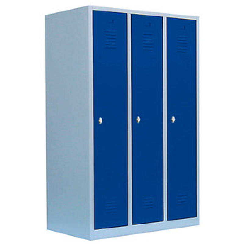 LÜLLMANN Spind enzianblau, lichtgrau 515131, 3 Schließfächer 118,5 x 50,0 x 180,0 cm – Bild 1 von 3