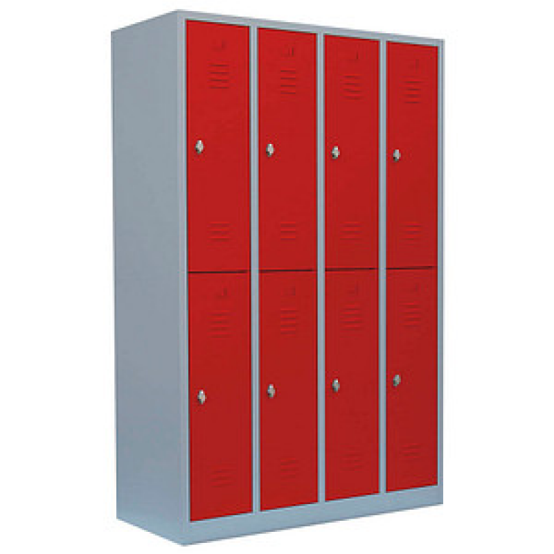 LÜLLMANN Spind feuerrot, lichtgrau 520244, 8 Schließfächer 117,0 x 50,0 x 180,0 cm – Bild 1 von 3