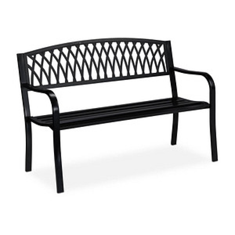 relaxdays Gartenbank 10030991_0 schwarz Metall 127,0 cm – Bild 1 von 8