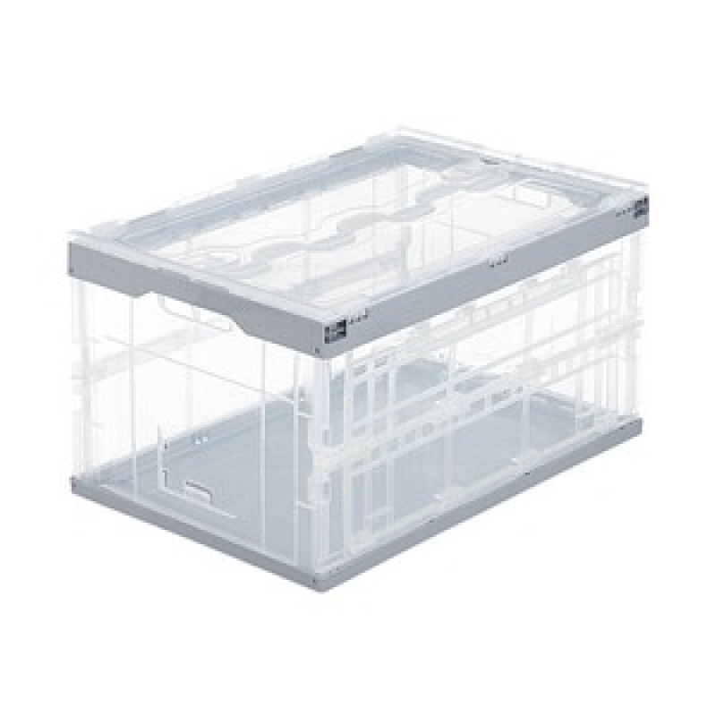 relaxdays Klappbox 60,0 l transparent/grau 59,5 x 39,5 x 31,5 cm, 1 St. – Bild 1 von 8