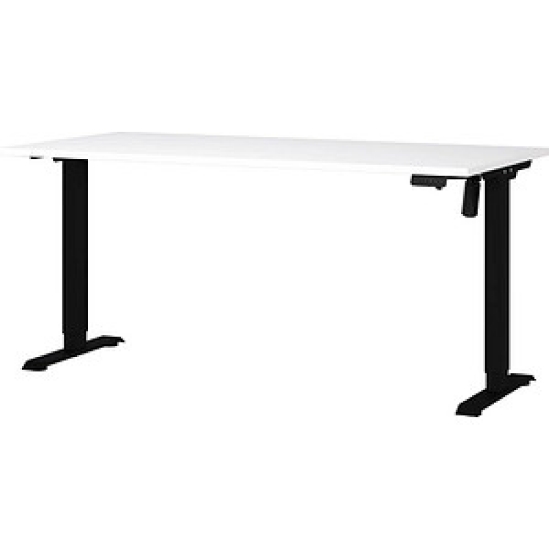 GERMANIA Boras höhenverstellbarer Schreibtisch weiß rechteckig, T-Fuß-Gestell schwarz 160,0 x 80,0 cm – Bild 1 von 4