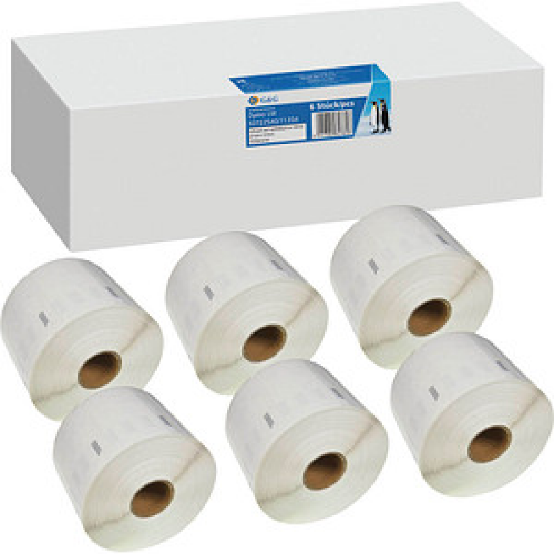 G&G Etikettenrollen für Etikettendrucker ersetzt DYMO 11354/S0722540 weiß, 57,0 x 32,0 mm, 6 x 1000 Etiketten