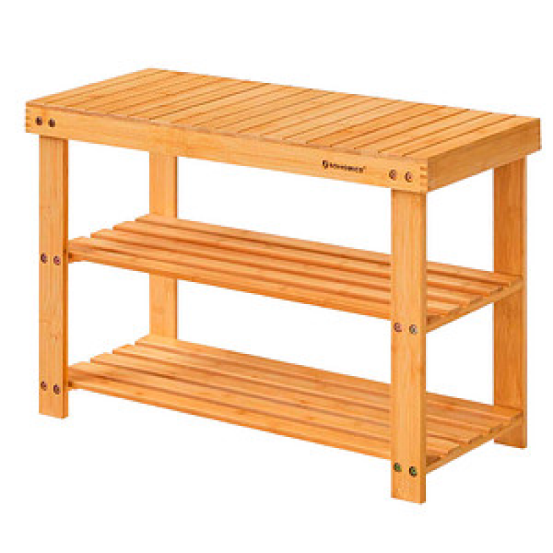 SONGMICS Schuhbank LBS04N natur Holz 70,1 cm – Bild 1 von 8