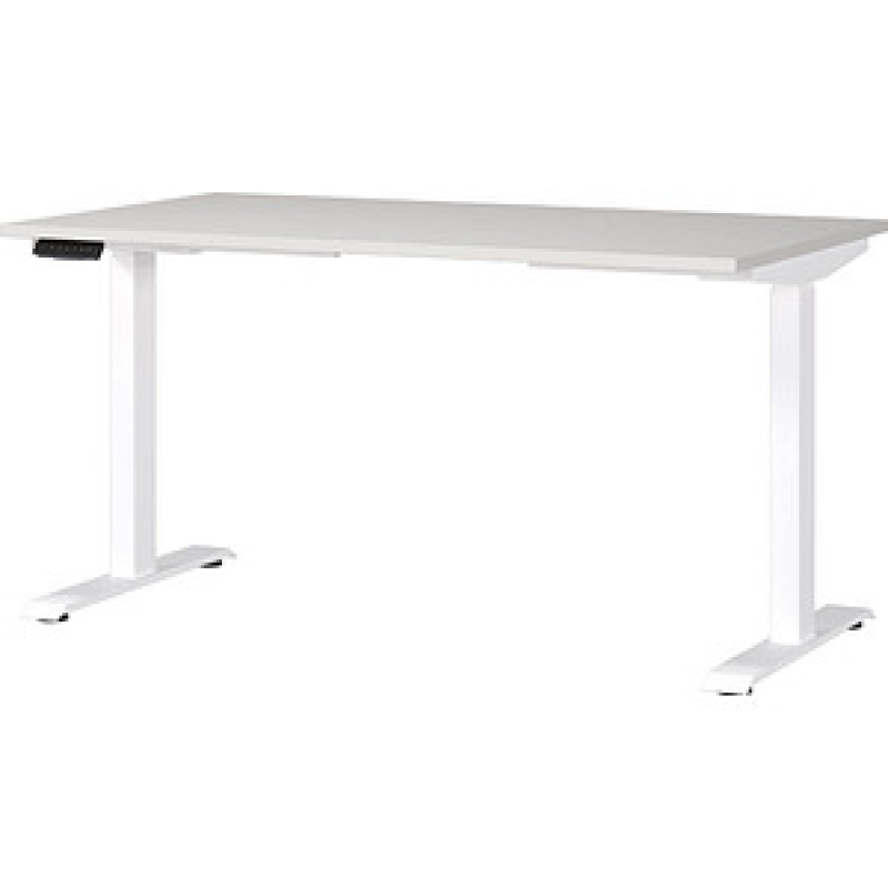 GERMANIA JET höhenverstellbarer Schreibtisch lichtgrau rechteckig, T-Fuß-Gestell weiß 140,0 x 80,0 cm – Bild 1 von 5