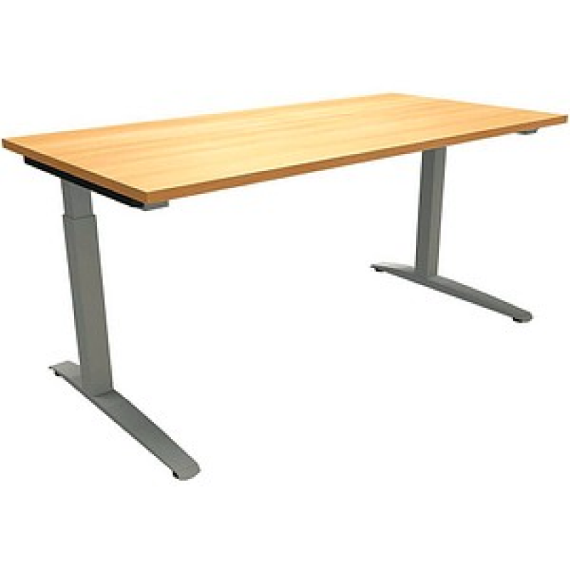 fm Sidney höhenverstellbarer Schreibtisch buche rechteckig, C-Fuß-Gestell Quadratrohr silber 160,0 x 80,0 cm – Bild 1 von 2