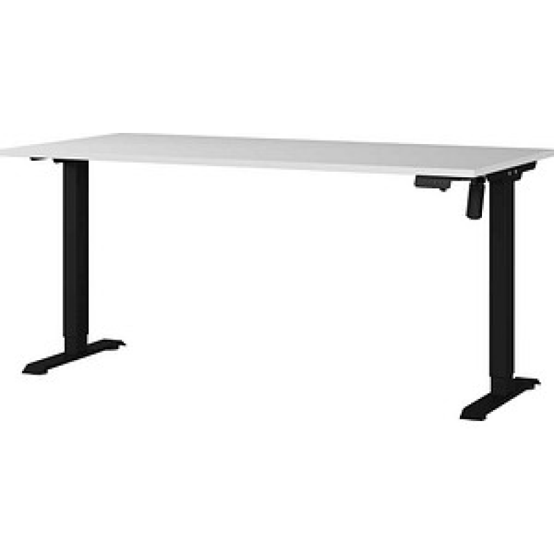 GERMANIA Boras höhenverstellbarer Schreibtisch lichtgrau rechteckig, T-Fuß-Gestell schwarz 180,0 x 80,0 cm – Bild 1 von 6