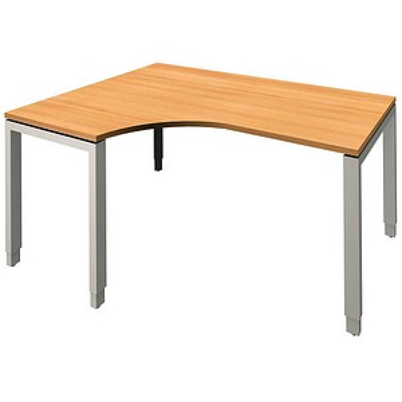 fm Sidney höhenverstellbarer Schreibtisch buche Bogenform, 4-Fuß-Gestell Quadratrohr silber 160,0 x 80,0 cm – Bild 1 von 2