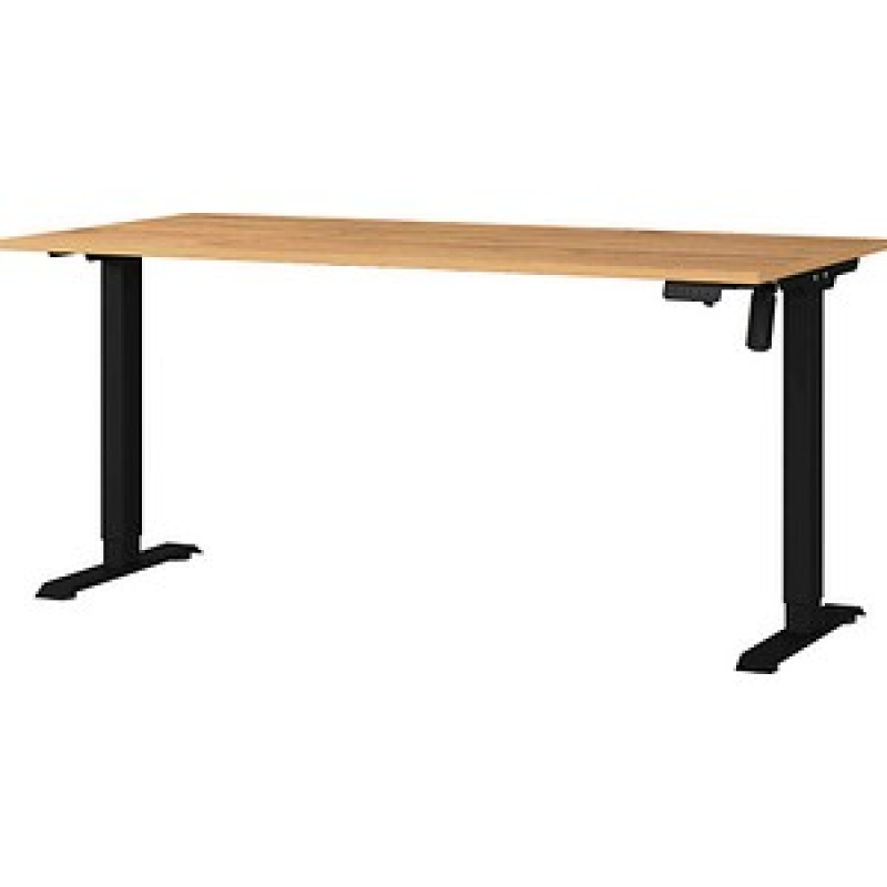 GERMANIA Boras höhenverstellbarer Schreibtisch grandson-eiche rechteckig, T-Fuß-Gestell schwarz 180,0 x 80,0 cm – Bild 1 von 6