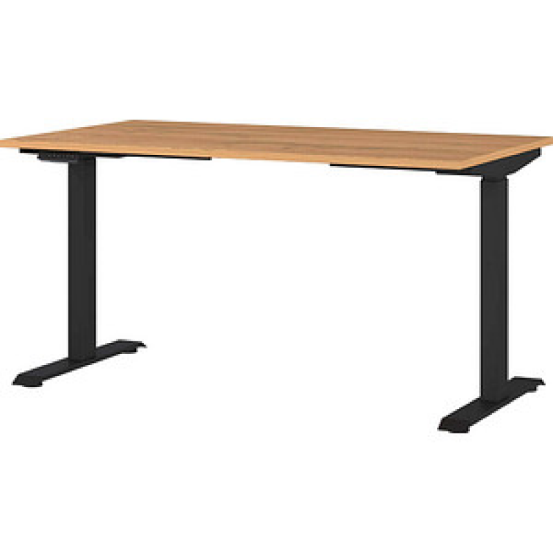 GERMANIA JET höhenverstellbarer Schreibtisch grandson-eiche rechteckig, T-Fuß-Gestell schwarz 140,0 x 80,0 cm – Bild 1 von 5