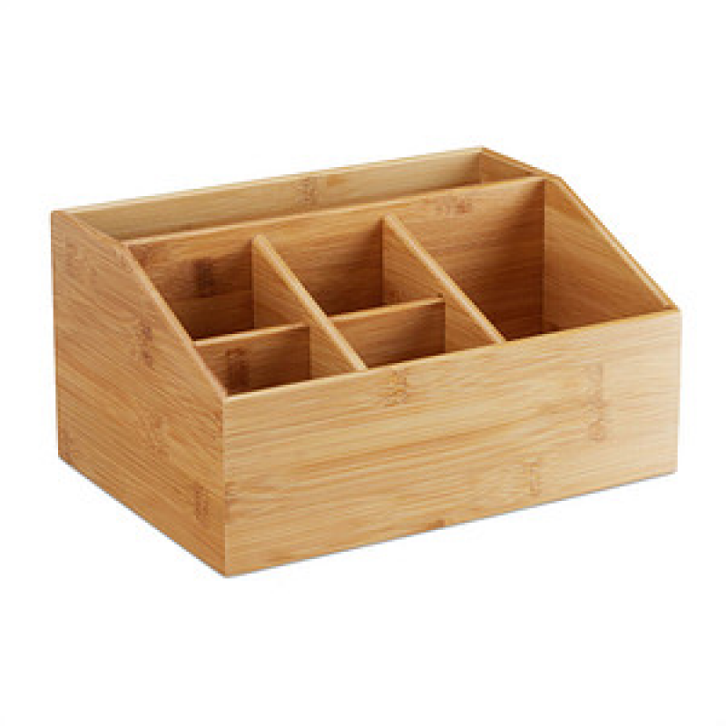 relaxdays Schreibtisch-Organizer braun Bambus 6 Fächer 28,0 x 19,5 x 14,0 cm – Bild 1 von 8