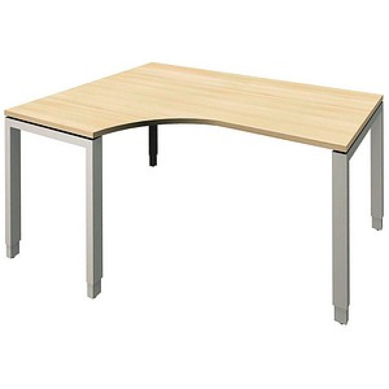 fm Sidney höhenverstellbarer Schreibtisch königsahorn Bogenform, 4-Fuß-Gestell Quadratrohr silber 160,0 x 80,0 cm – Bild 1 von 2