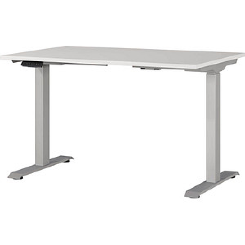 GERMANIA JET höhenverstellbarer Schreibtisch lichtgrau rechteckig, T-Fuß-Gestell silber 120,0 x 80,0 cm – Bild 1 von 5
