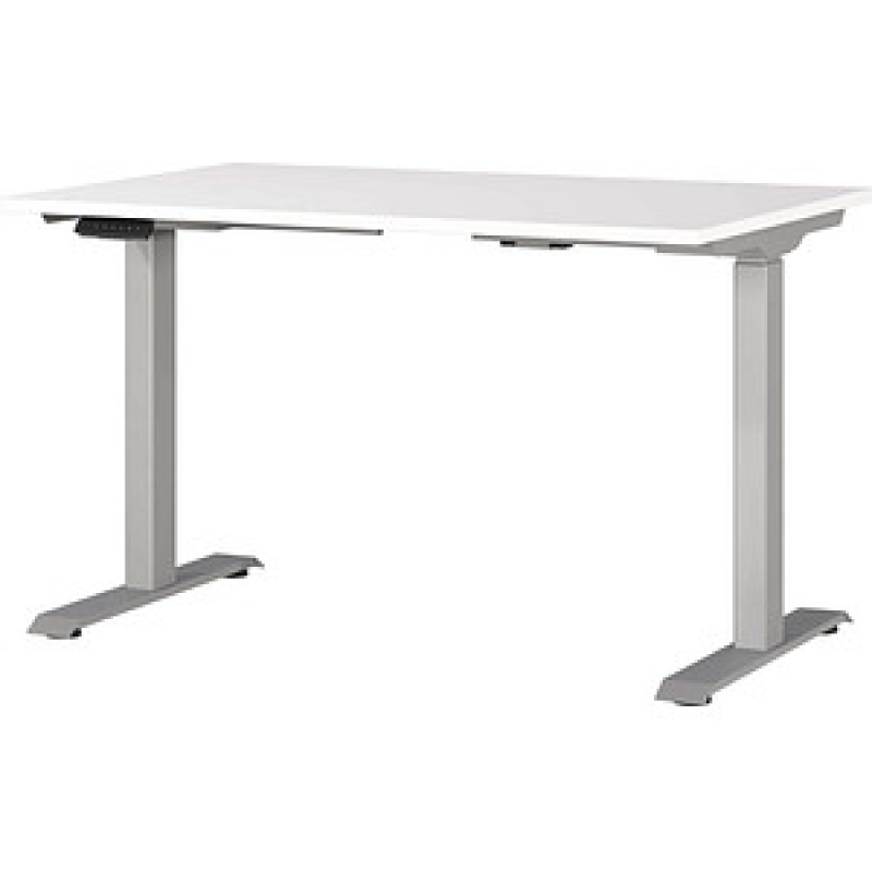 GERMANIA JET höhenverstellbarer Schreibtisch weiß rechteckig, T-Fuß-Gestell silber 120,0 x 80,0 cm – Bild 1 von 5