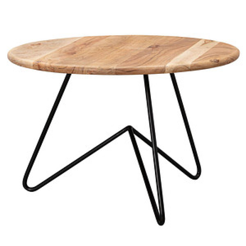 WOHNLING Couchtisch rund Massivholz akazie 60,0 x 60,0 x 39,0 cm, 1 St. – Bild 1 von 6