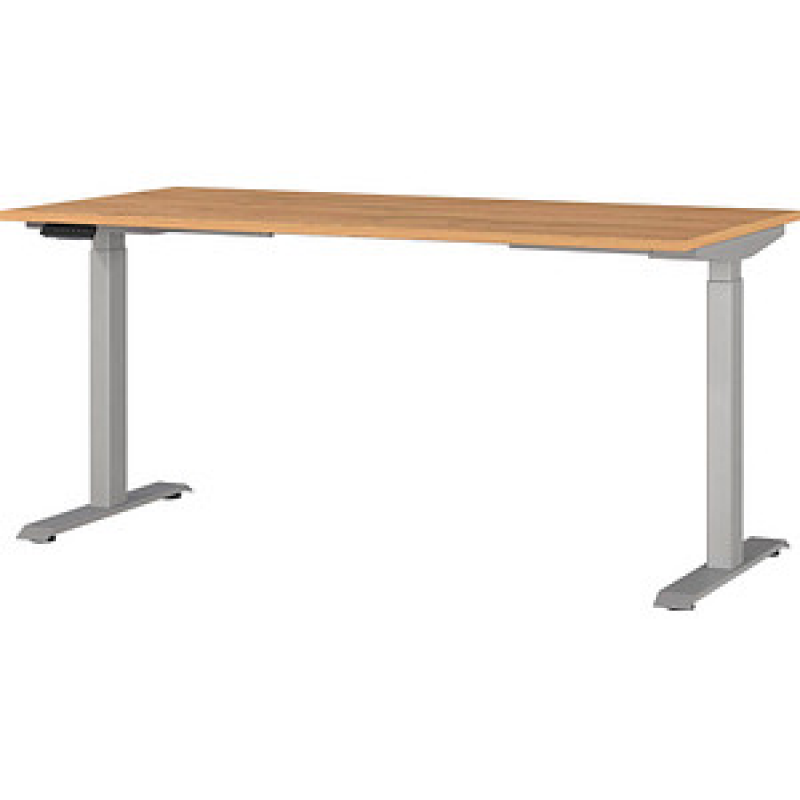 GERMANIA JET höhenverstellbarer Schreibtisch grandson-eiche rechteckig, T-Fuß-Gestell silber 160,0 x 80,0 cm – Bild 1 von 5
