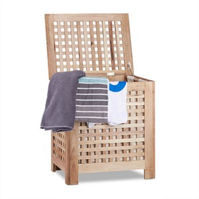 relaxdays Wäschetruhe braun, 1 St. – Bild 1 von 8