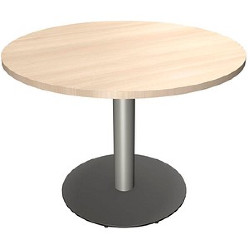 fm Mehrzwecktisch fastline akazie rund, Säulenfuß silber, 100,0 x 100,0 x 72,0 cm – Bild 1 von 2