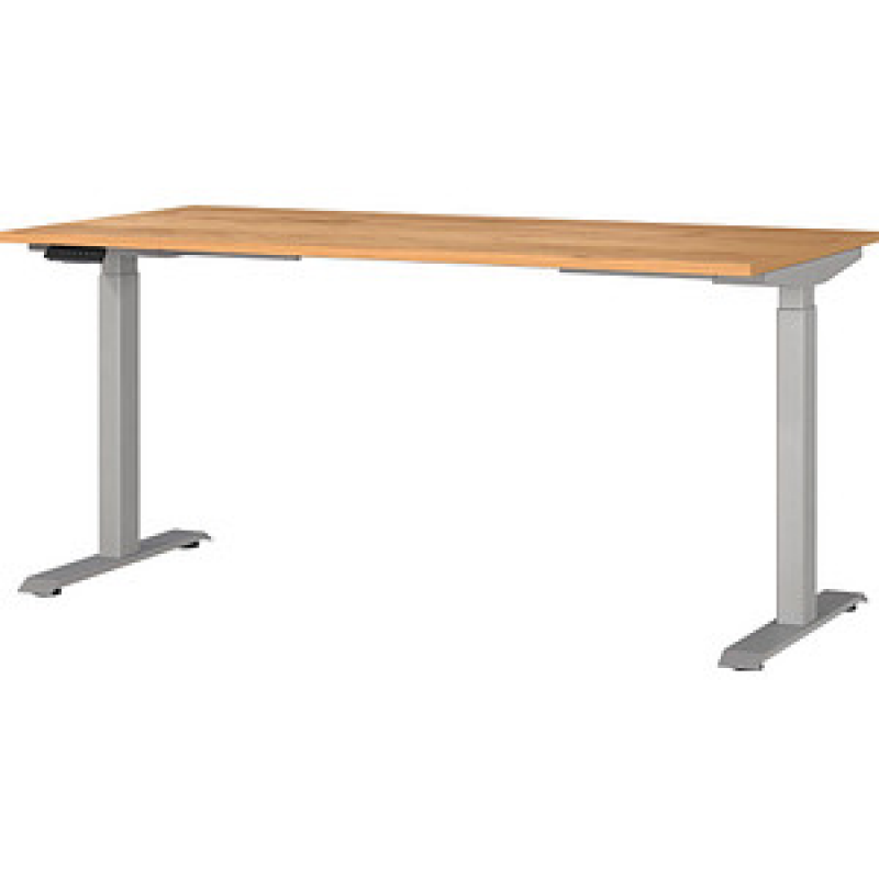 GERMANIA JET höhenverstellbarer Schreibtisch navarra-eiche rechteckig, T-Fuß-Gestell silber 160,0 x 80,0 cm – Bild 1 von 5
