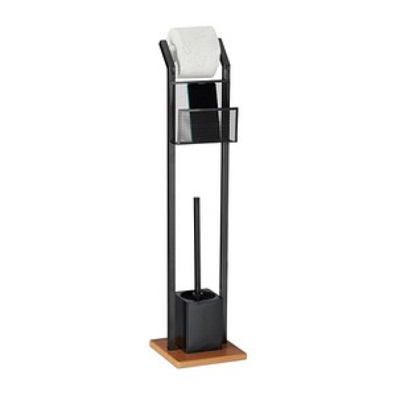 relaxdays WC-Garnitur schwarz, braun Metall, 1 St. – Bild 1 von 8