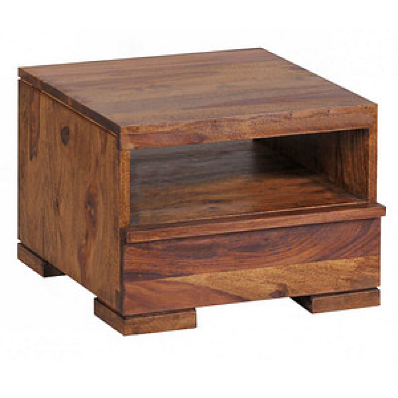 WOHNLING Nachttisch rechteckig Massivholz sheesham 40,0 x 40,0 x 30,0 cm, 1 St. – Bild 1 von 9