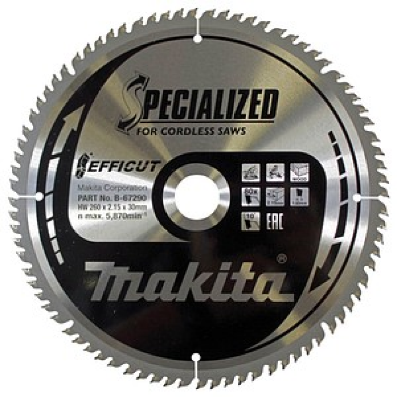 makita B-67290 EFFICUT Kreissägeblatt 260,0 mm, 80 Zähne, 1 St. – Bild 1 von 5