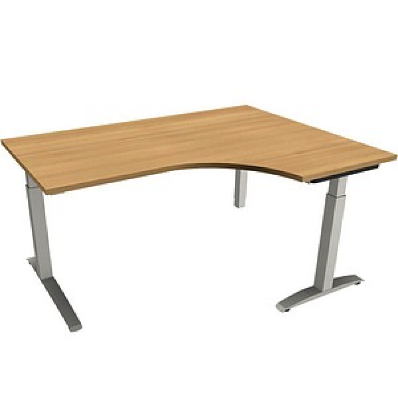 fm Sidney höhenverstellbarer Schreibtisch buche Bogenform, C-Fuß-Gestell Quadratrohr silber 160,0 x 80,0 cm – Bild 1 von 2