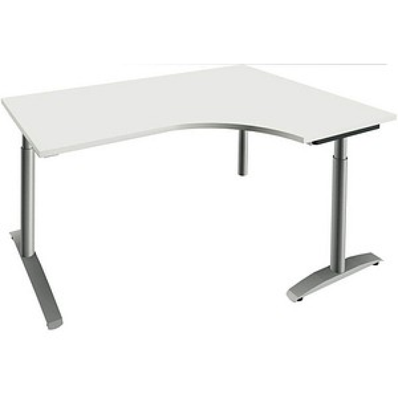 fm Sidney höhenverstellbarer Schreibtisch weiß Bogenform, C-Fuß-Gestell Rundrohr silber 160,0 x 80,0 cm – Bild 1 von 2