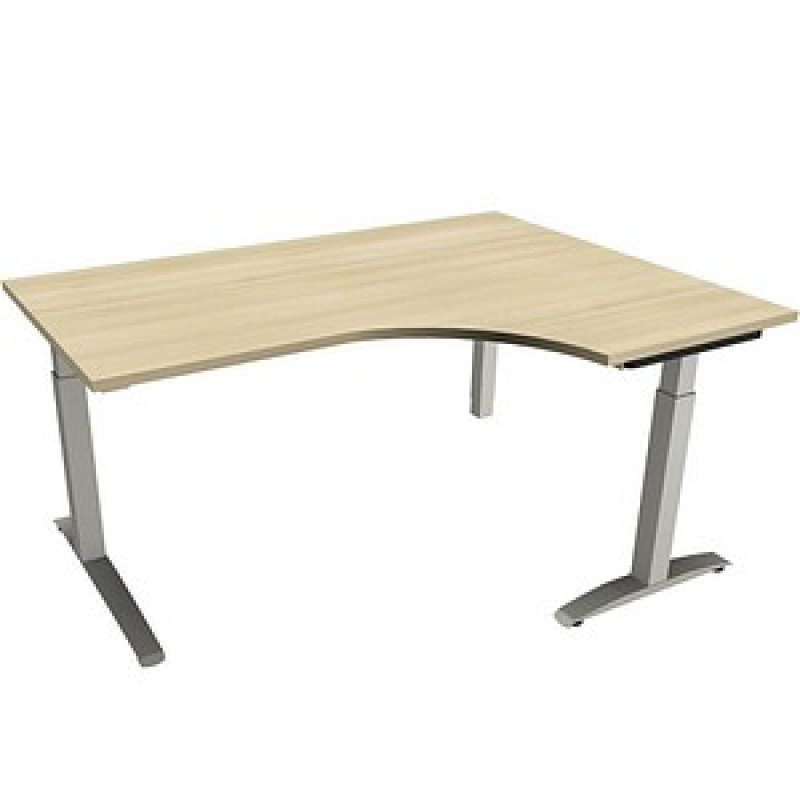 fm Sidney höhenverstellbarer Schreibtisch königsahorn Bogenform, C-Fuß-Gestell Quadratrohr silber 160,0 x 80,0 cm – Bild 1 von 2