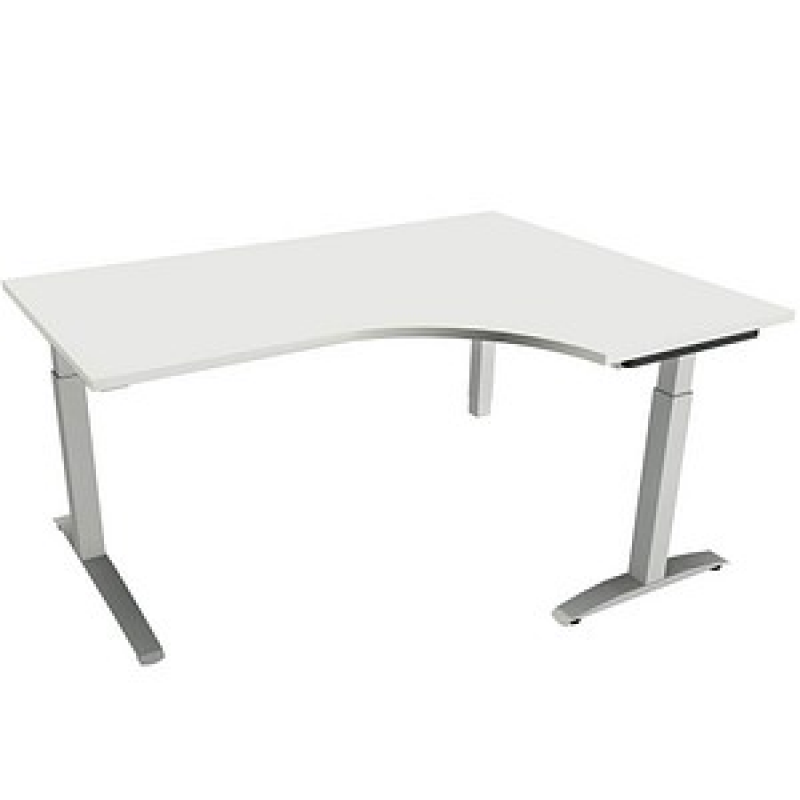fm Sidney höhenverstellbarer Schreibtisch weiß Bogenform, C-Fuß-Gestell Quadratrohr silber 160,0 x 80,0 cm – Bild 1 von 2