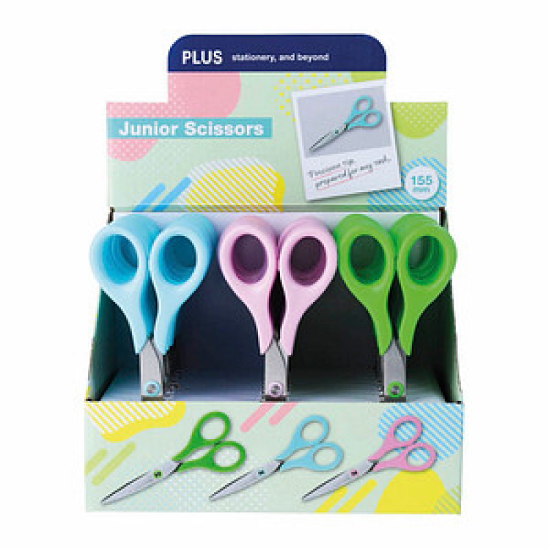 PLUS JAPAN Kinderscheren Junior blau, pink, grün 6,5 cm, 24 St. – Bild 1 von 5