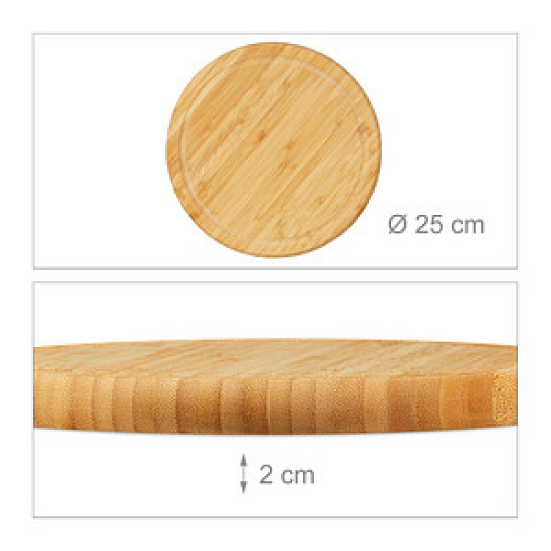 relaxdays Frühstücksbretter braun 25,0 x 25,0 cm, 2 St. – Bild 1 von 6