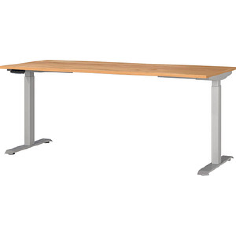 GERMANIA JET höhenverstellbarer Schreibtisch navarra-eiche rechteckig, T-Fuß-Gestell silber 180,0 x 80,0 cm – Bild 1 von 5