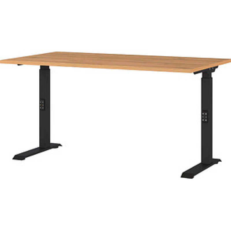 GERMANIA DOWNEY höhenverstellbarer Schreibtisch grandson-eiche rechteckig, C-Fuß-Gestell schwarz 140,0 x 80,0 cm – Bild 1 von 4