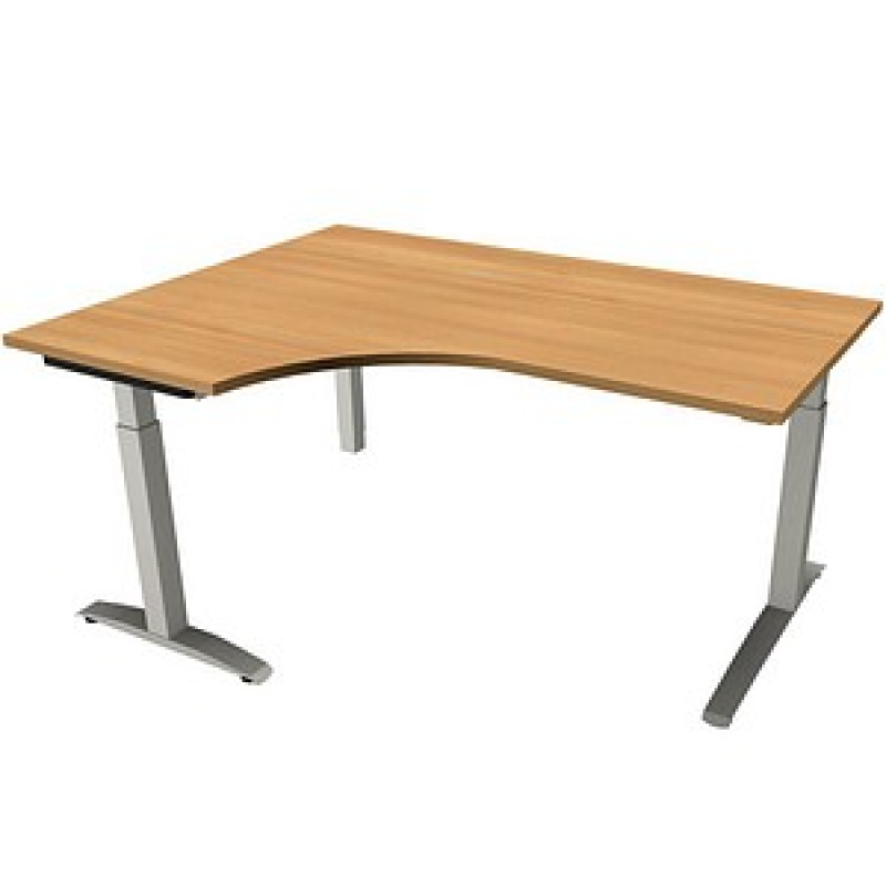 fm Sidney höhenverstellbarer Schreibtisch buche Bogenform, C-Fuß-Gestell Quadratrohr silber 160,0 x 80,0 cm – Bild 1 von 2