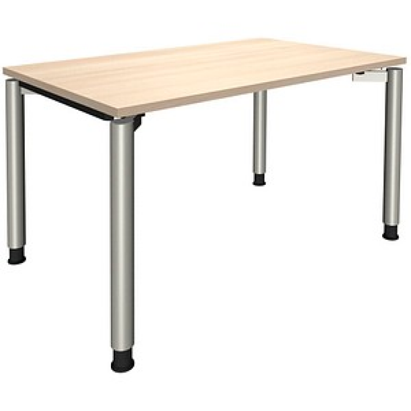 fm fastline höhenverstellbarer Schreibtisch akazie rechteckig, 4-Fuß-Gestell silber 120,0 x 80,0 cm – Bild 1 von 2
