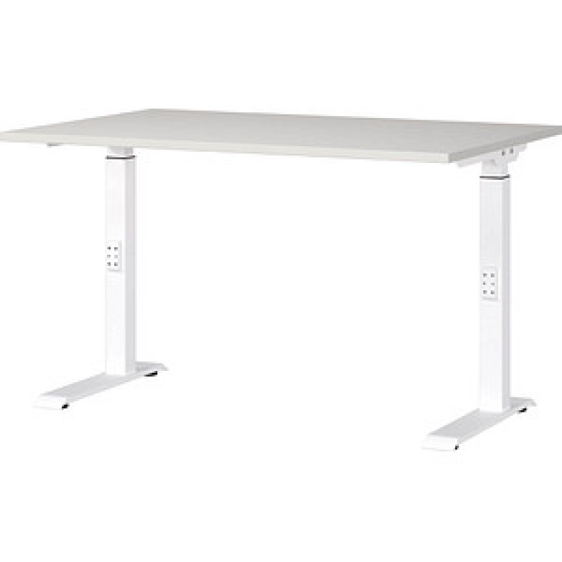 GERMANIA DOWNEY höhenverstellbarer Schreibtisch lichtgrau rechteckig, C-Fuß-Gestell weiß 120,0 x 80,0 cm – Bild 1 von 4