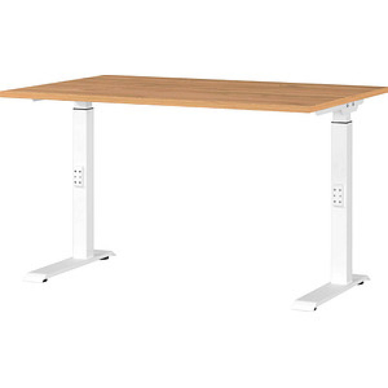 GERMANIA DOWNEY höhenverstellbarer Schreibtisch grandson-eiche rechteckig, C-Fuß-Gestell weiß 120,0 x 80,0 cm – Bild 1 von 4