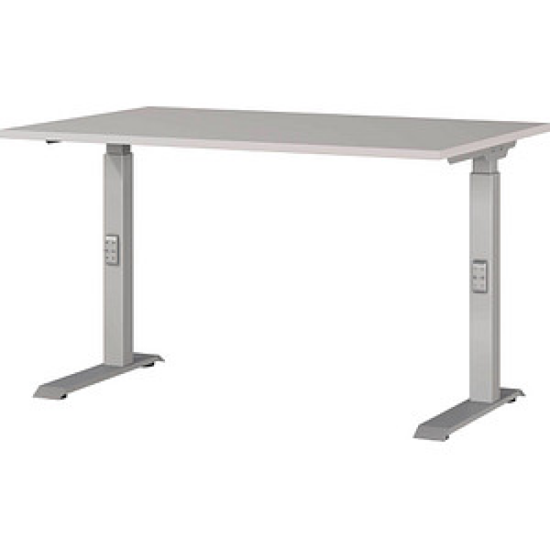 GERMANIA DOWNEY höhenverstellbarer Schreibtisch kaschmir rechteckig, C-Fuß-Gestell silber 120,0 x 80,0 cm – Bild 1 von 4